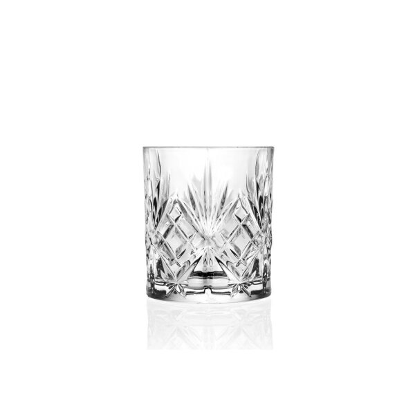Tumbler mit Ornament, RCR Cristalleria Italiana, Melodia, Trinkglas, Wasserglas, 230 ml, 8,3 x 7,4 cm