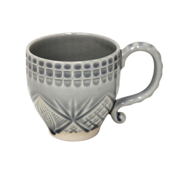 Tasse Becher mit Henkel, Grau mit Muster, Costa Nova, Cristal Grey, 29 cl, 8 x 8 cm