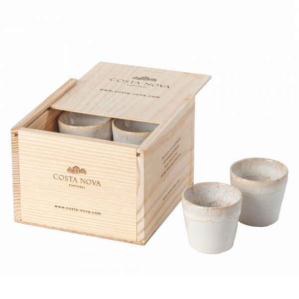 Costa Nova Espressotasse Grespresso, Weiß, 8 Stück in Holz-Geschenkbox, 70 ml, 6,5 x 5,8 cm