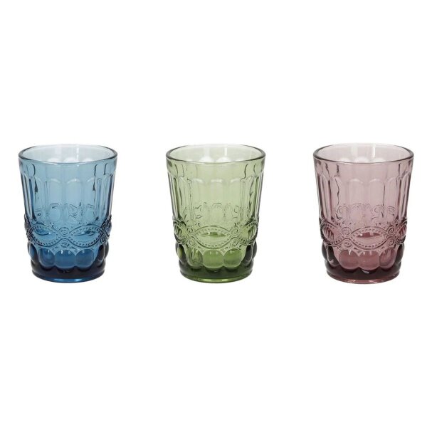 Tumbler, Wasserglas mit Ornament, Multicolor, 3er Set, 300 ml, Tognana, Linea Madame, 10 x 8 cm