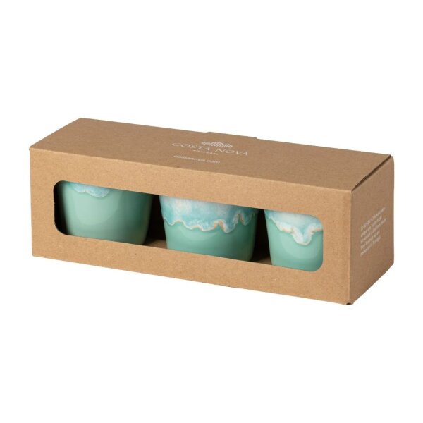 Costa Nova Lungo Becher Grespresso, Aqua, 3 Stück in Geschenkbox, 190 ml, 8 x 7,5 cm