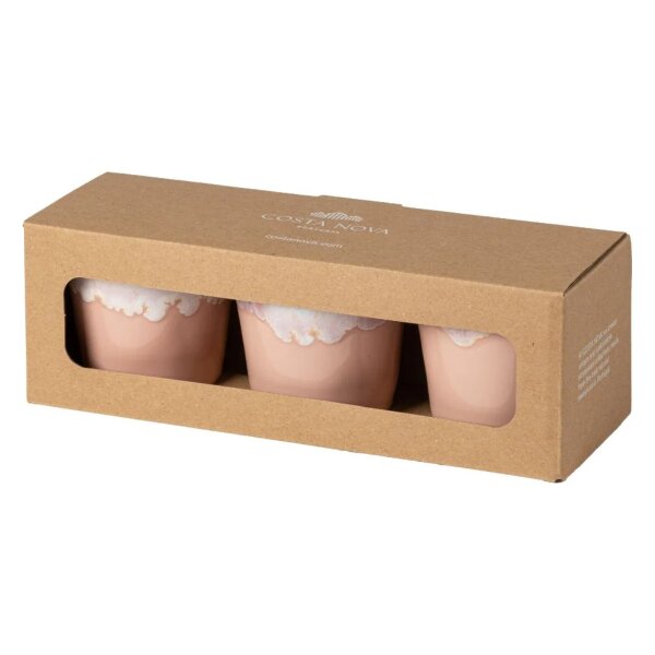 Costa Nova Lungo Becher Grespresso, Rosa, 3 Stück in Geschenkbox, 190 ml, 8 x 7,5 cm